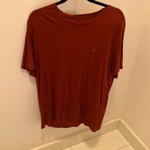 All saints XXL mens burgundy regular fit t shirt